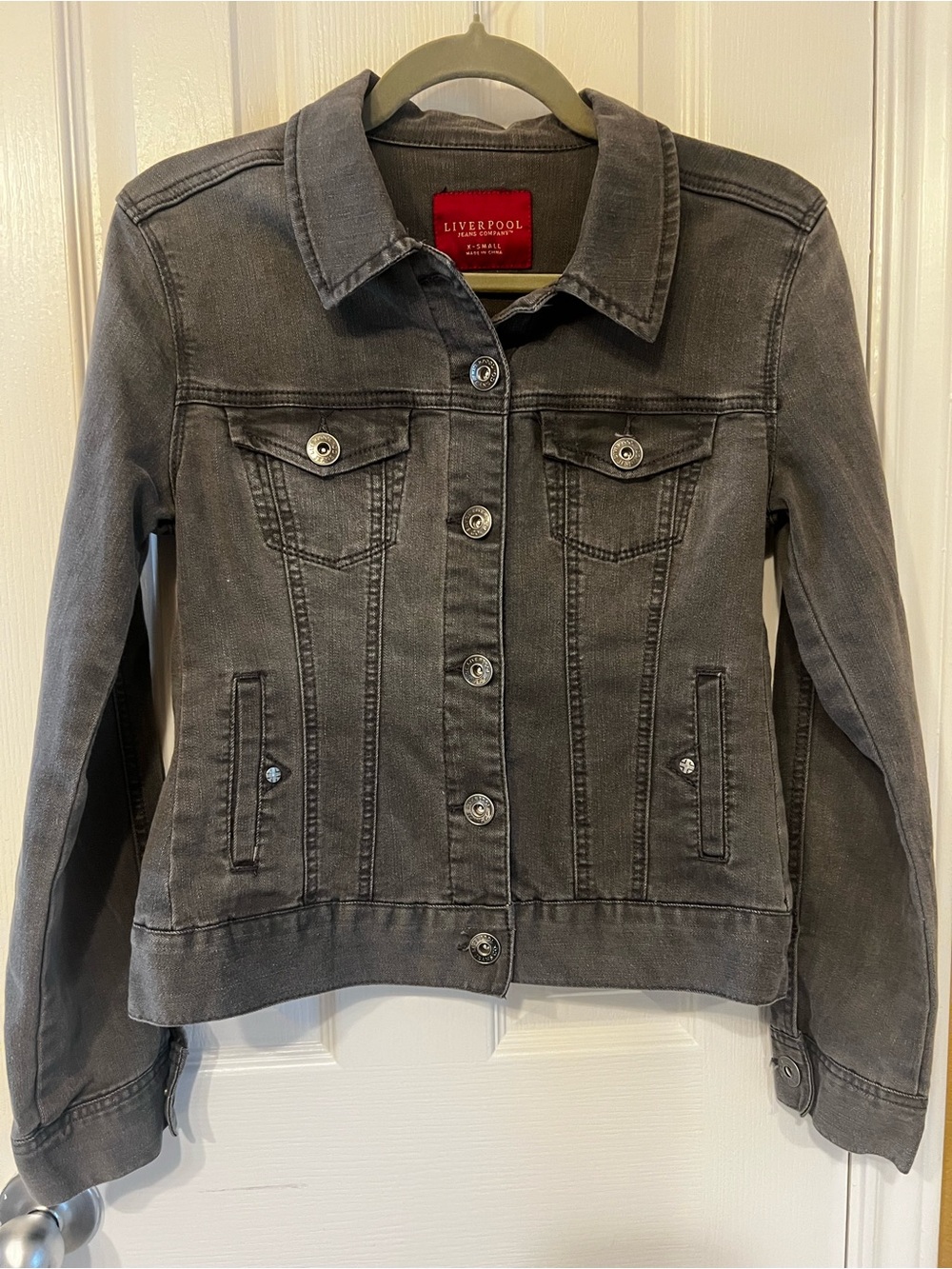 Liverpool Jeans Company Stretch Denim Jacket Charcoal Gray Size XS